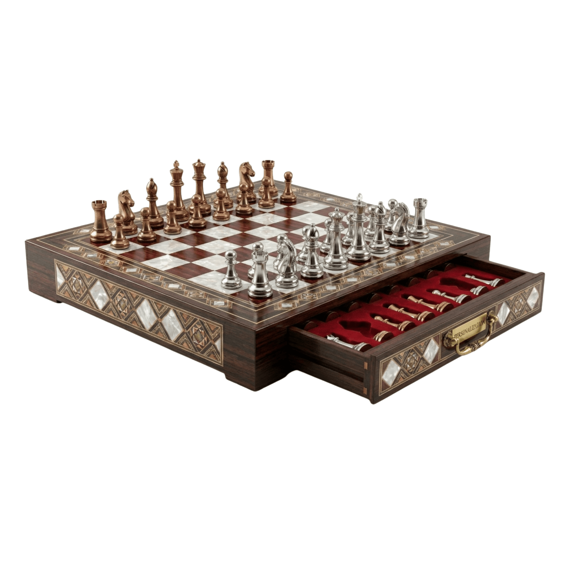 Handmade Chess Set with Drawer Storage