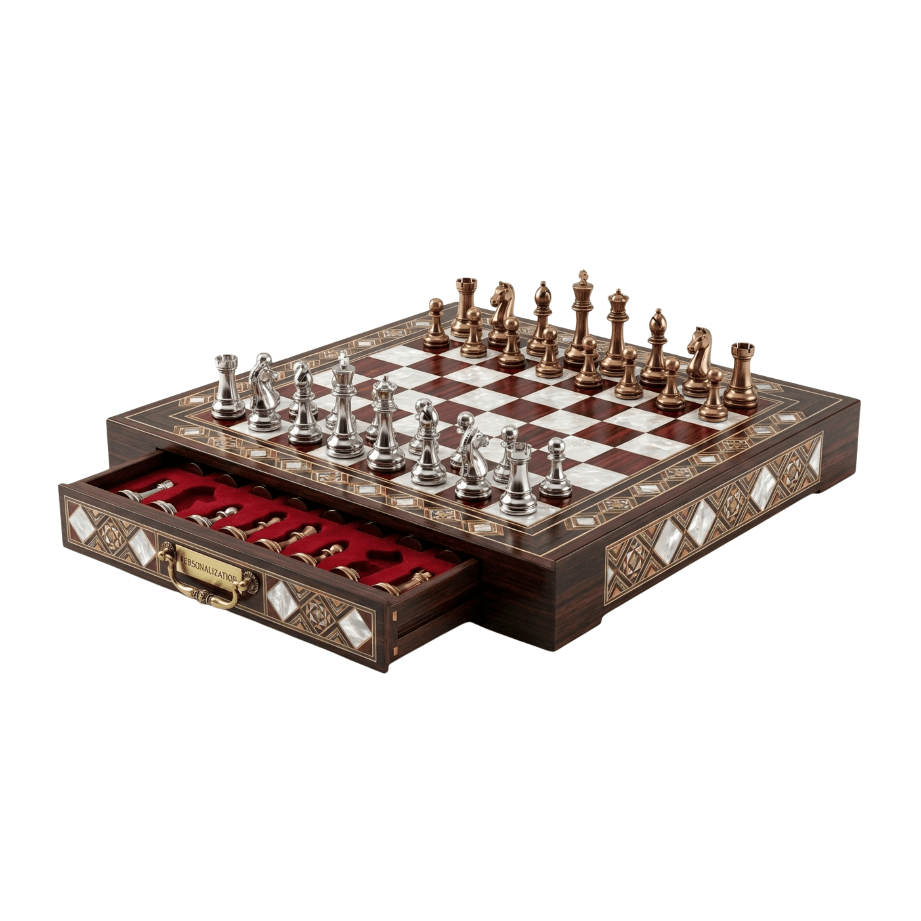 Handmade Chess Set with Drawer Storage