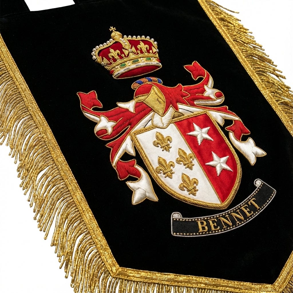 Family Crest Hand Embroidered Banner