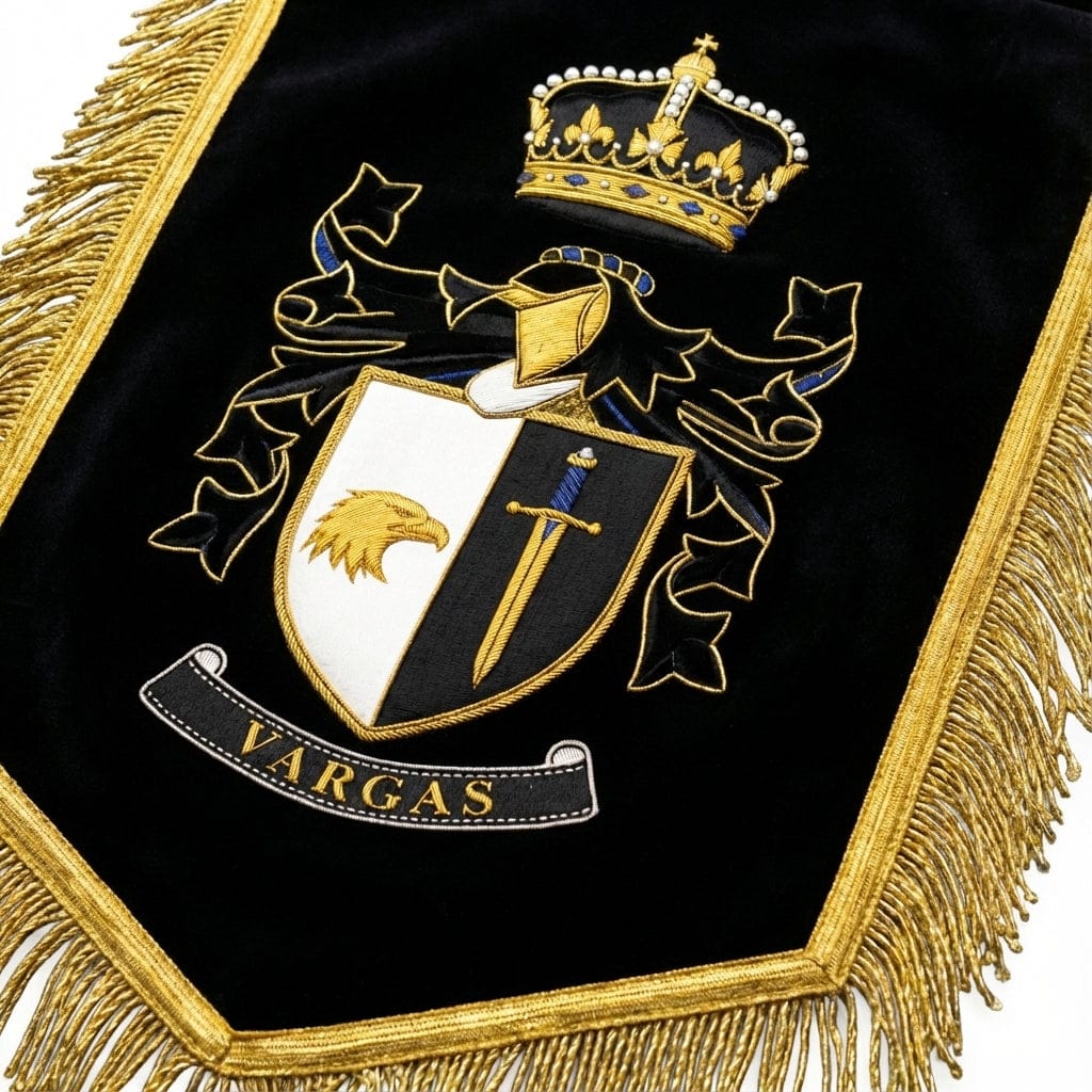 Family Crest Hand Embroidered Banner